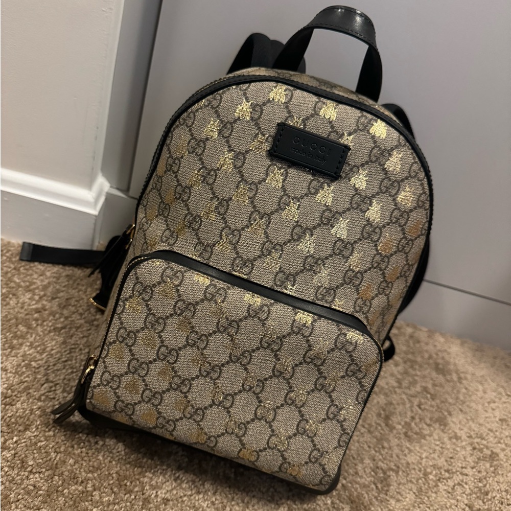 SOLD-Gucci Zip Pocket Backpack Printed GG Coated Canvas Small